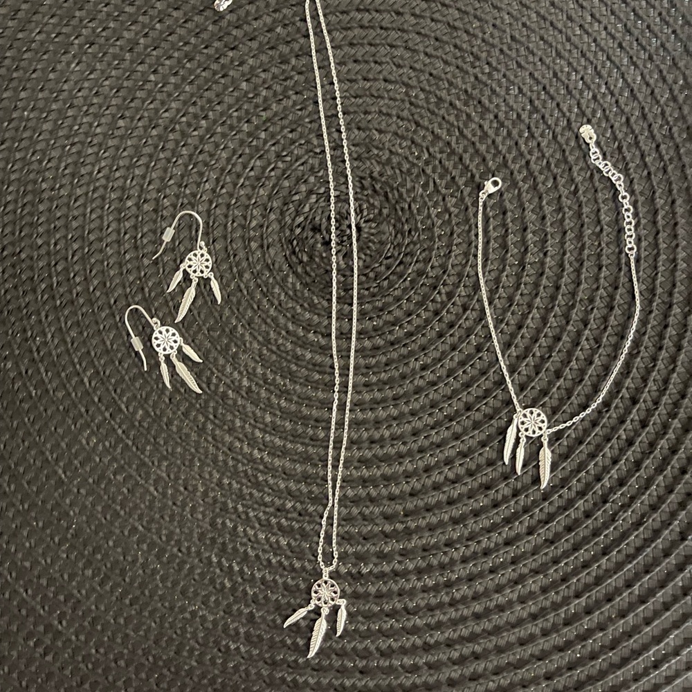 Dream Catcher Silver Jewelry Set (Matching Earrings, Necklace and Bracelet) NWOT